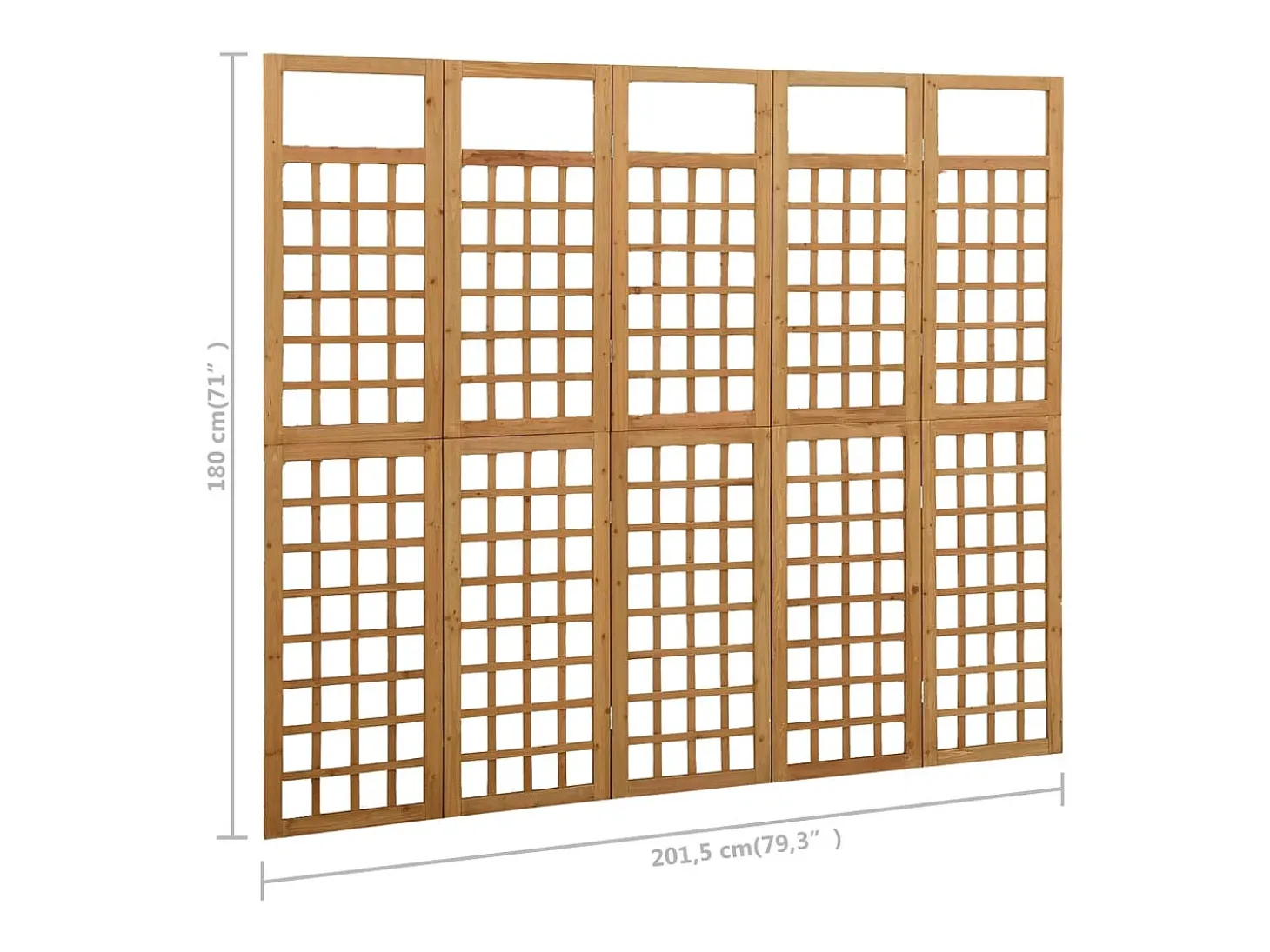 Tabique divisorio de 5 paneles/celosía de madera maciza de abeto