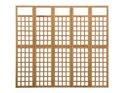 Tabique divisorio de 5 paneles/celosía de madera maciza de abeto