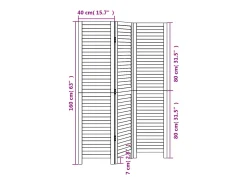 Tabique divisorio de 3 paneles en madera maciza de paulownia negra