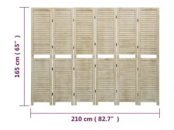 Tabique divisorio de 6 paneles 210x165 cm madera de paulownia