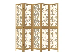 Tabique divisorio de 5 paneles en madera maciza de paulownia marrón