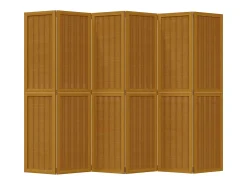 Tabique divisorio de 6 paneles en madera maciza de paulownia marrón