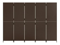 Tabique divisorio de 5 paneles de mimbre de resina marrón