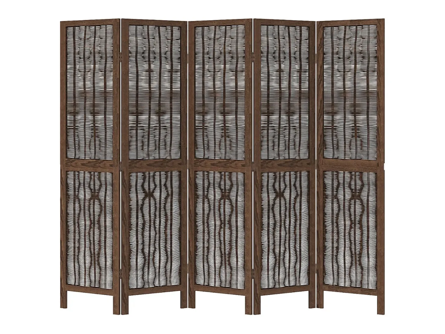 Tabique divisorio de 5 paneles en marrón oscuro fabricado en paulownia maciza