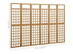 Tabique divisorio de 6 paneles/celosía de madera maciza de abeto