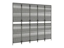 Tabique divisorio de 5 paneles de mimbre de resina gris