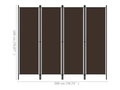 Tabique divisorio de 4 paneles Marrón 200x180 cm