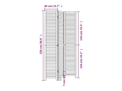 Tabique divisorio de 3 paneles en madera maciza de paulownia negra