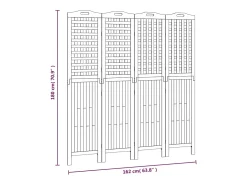Tabique divisorio de 4 paneles 162x2x180 cm Madera de acacia