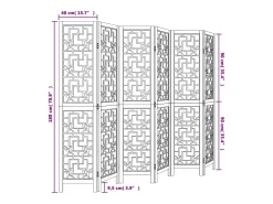 Tabique divisorio de 6 paneles en madera maciza de paulownia marrón