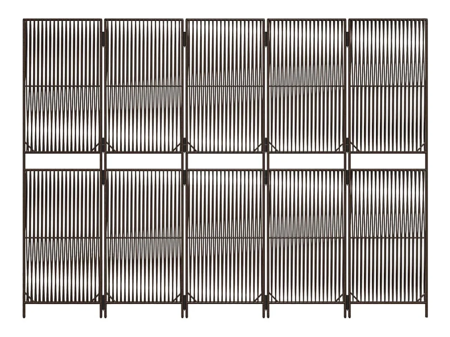 Tabique divisorio de 5 paneles de mimbre de resina marrón