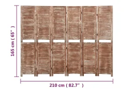 Tabique divisorio de 6 paneles Marrón 210x165 cm Paulownia