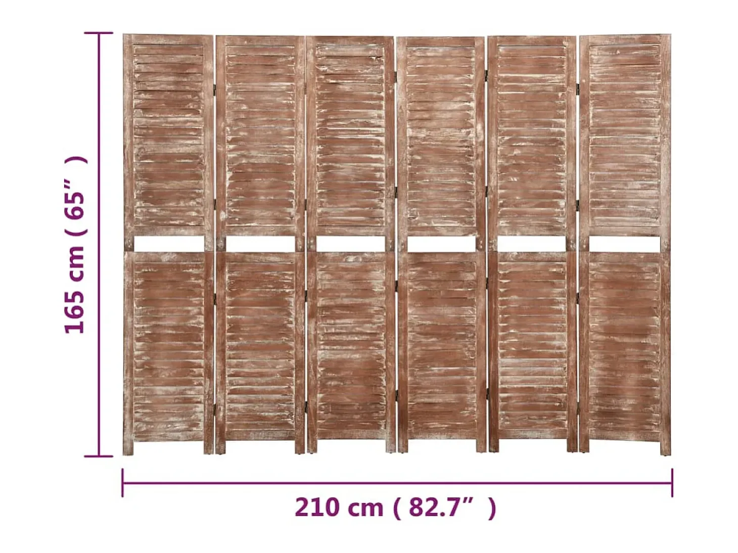 Tabique divisorio de 6 paneles Marrón 210x165 cm Paulownia
