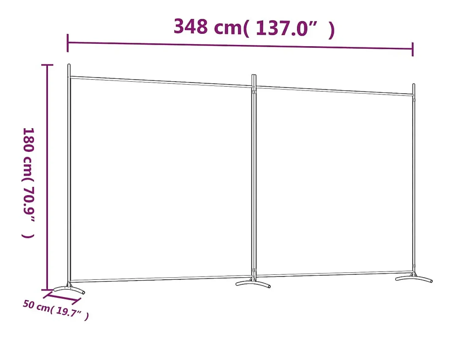 Tabique divisorio de 2 paneles Antracita 348x180 cm Tejido