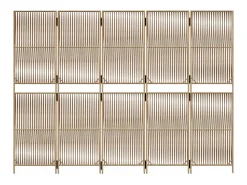 Tabique divisorio de 5 paneles de mimbre de resina beige