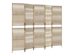 Tabique divisorio de 5 paneles de mimbre de resina beige