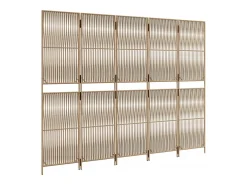 Tabique divisorio de 5 paneles de mimbre de resina beige