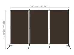 Tabique divisorio de 3 paneles Marrón 260x180 cm