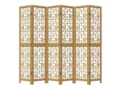 Tabique divisorio de 6 paneles en madera maciza de paulownia marrón