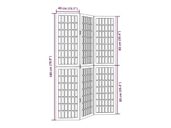 Tabique divisorio de 3 paneles en madera maciza de paulownia negra