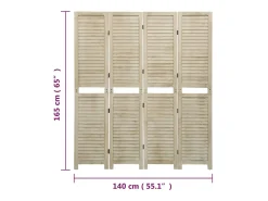 Tabique divisorio de 4 paneles 140x165 cm madera de paulownia