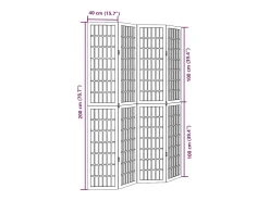 Tabique divisorio de 4 paneles en madera maciza de paulownia negra