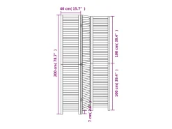 Tabique divisorio de 3 paneles en madera maciza de paulownia negra