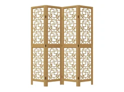 Tabique divisorio de 4 paneles en madera maciza de paulownia marrón