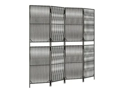 Tabique divisorio de mimbre de resina gris de 4 paneles