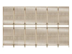Tabique divisorio de mimbre de resina beige de 6 paneles