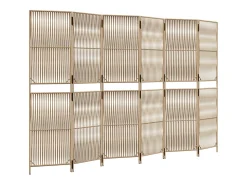 Tabique divisorio de mimbre de resina beige de 6 paneles