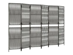 Tabique divisorio de mimbre de resina gris de 6 paneles