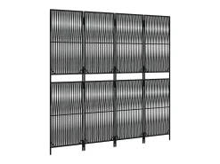 Tabique divisorio de mimbre de resina negra de 4 paneles