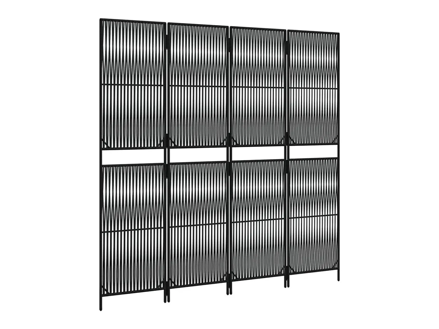 Tabique divisorio de mimbre de resina negra de 4 paneles