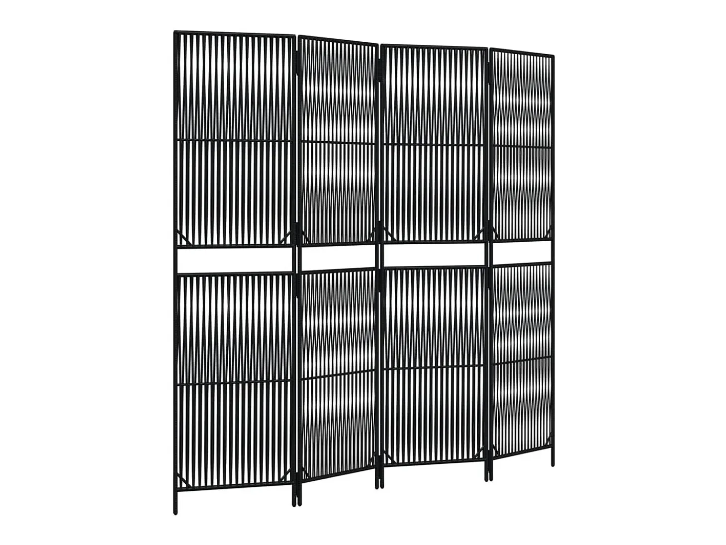 Tabique divisorio de mimbre de resina negra de 4 paneles