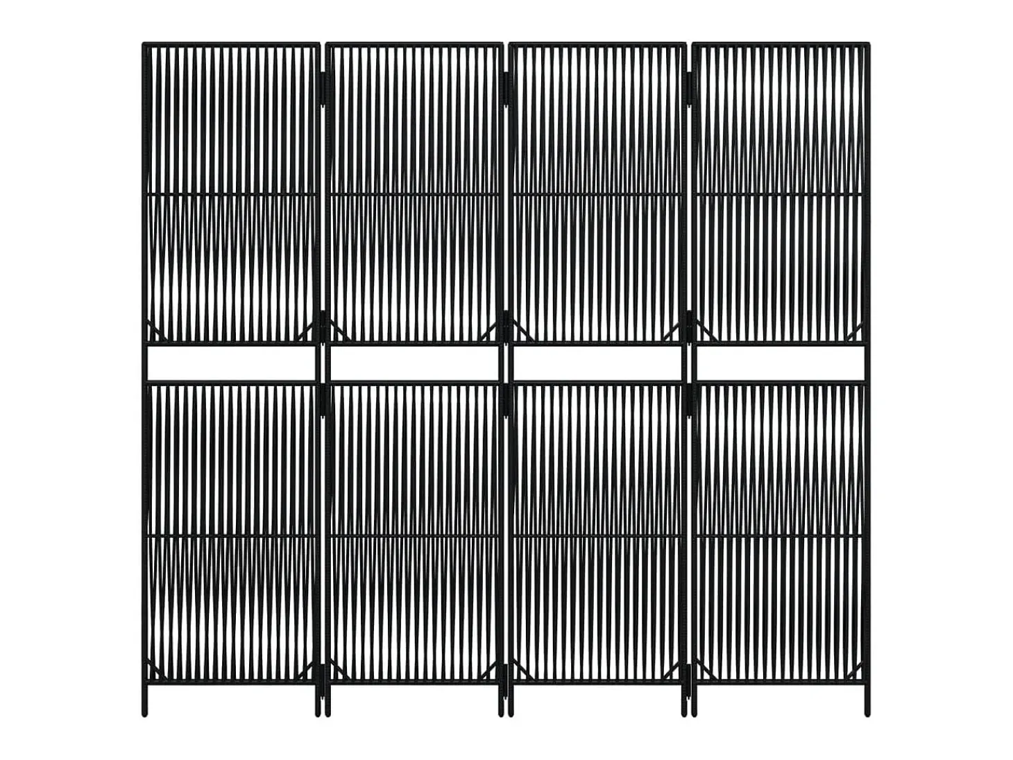 Tabique divisorio de mimbre de resina negra de 4 paneles