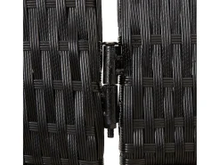 Tabique divisorio de mimbre de resina negra de 6 paneles