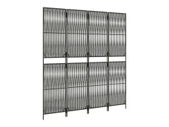 Tabique divisorio de mimbre de resina gris de 4 paneles