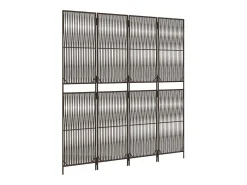 Tabique divisorio de mimbre de resina marrón de 4 paneles