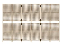 Tabique divisorio de mimbre de resina beige de 6 paneles
