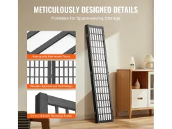 Tabique Divisorio SucceBuy, Tabique Divisorio Japonés de 3 Paneles, Tabique Japonés Portátil, de Madera, Gira 360°, 120,5 x 170 x 1,9 cm, para Separar Habitaciones