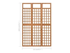 Tabique divisorio/celosía de 3 paneles de madera maciza de abeto