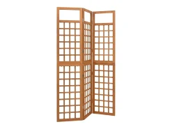 Tabique divisorio/celosía de 3 paneles de madera maciza de abeto