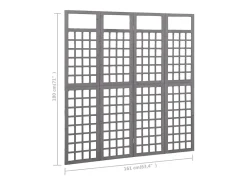 Tabique divisorio/celosía de 4 paneles de madera maciza de abeto
