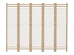 Tabique plegable 5 paneles 200 cm Bambú y lona