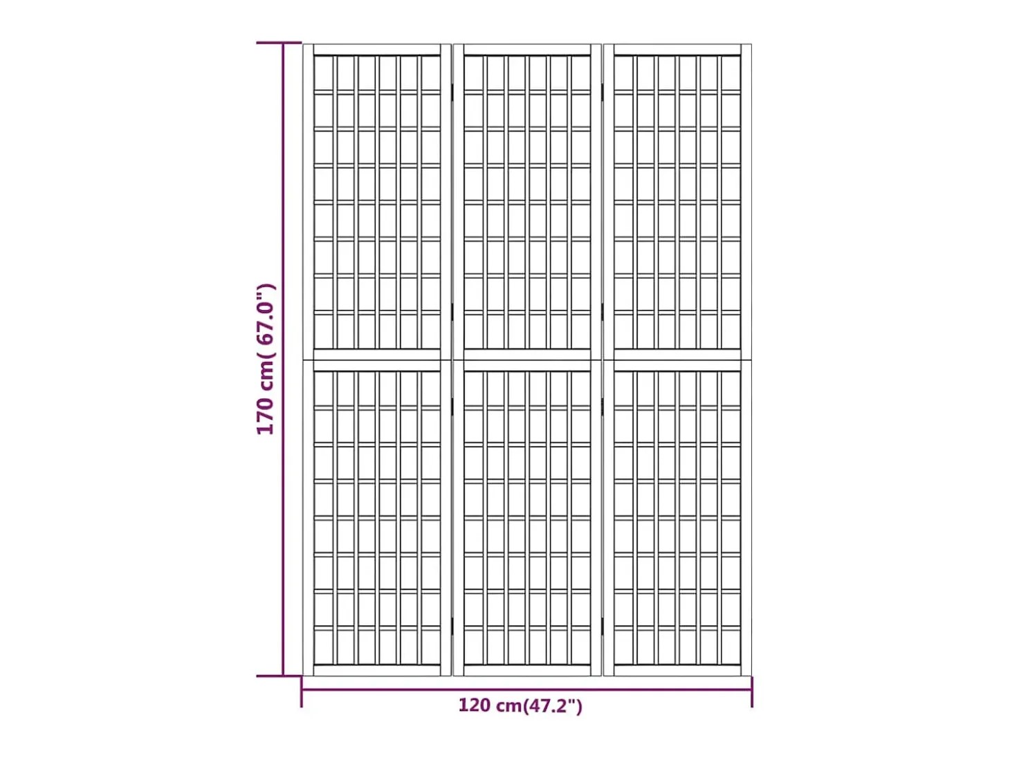 Tabique plegable 3 paneles 120x170 cm Blanco