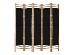 Tabique plegable 5 paneles 200 cm Bambú y lona