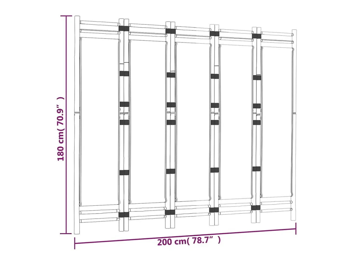 Tabique plegable 5 paneles 200 cm Bambú y lona
