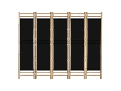 Tabique plegable 5 paneles 200 cm Bambú y lona