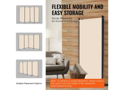 Tabique SucceBuy Biombo de 4 Paneles, Biombo Plegable, Separador Portátil, Separador Independiente para Oficina, Dormitorio y Estudio, Beige